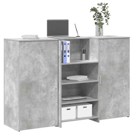 Bureau de réception gris béton 155x50x103,5cm bois d'ingénierie
