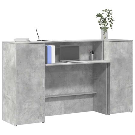 Bureau de réception gris béton 180x50x103,5cm bois d'ingénierie