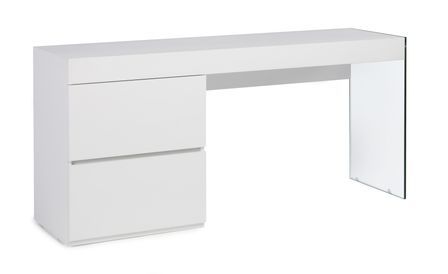 Bureau design bois laqué blanc Cuby