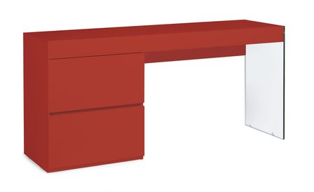 Bureau design bois laqué rouge Cuby