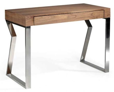 Bureau design bois noyer et acier chromé Zoliver 120 cm