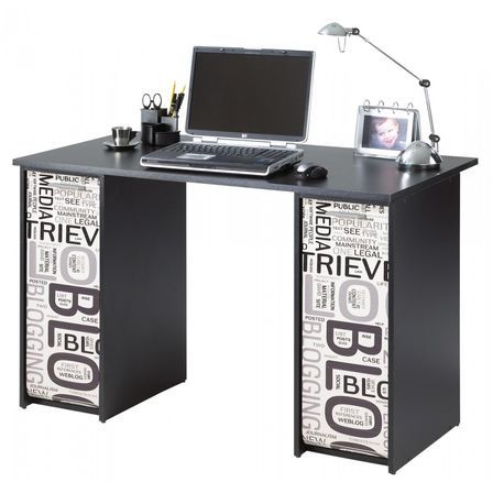 Bureau droit avec 2 caissons bois noir imprimé blog Scoot