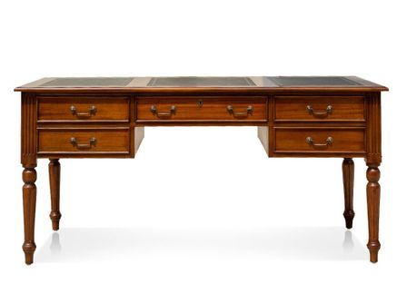 Bureau en bois massif d'acajou 5 tiroirs CASTLE 180 cm