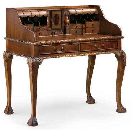 Bureau en bois massif marron 10 tiroir VERSAILLES 105 cm