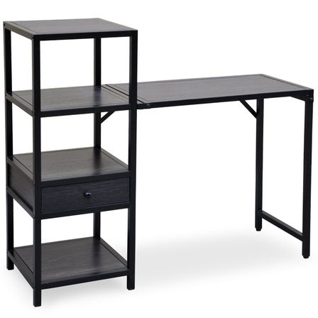 Bureau extensible bois effet vintage et métal noir Doumy