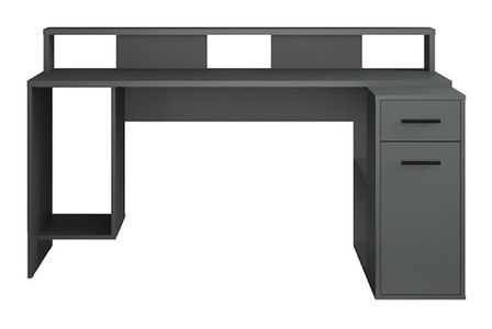 Bureau gamer 1 tiroir 1 porte bois mdf anthracite Gaby