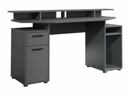 Bureau gamer 1 tiroir 1 porte bois mdf gris Gaby