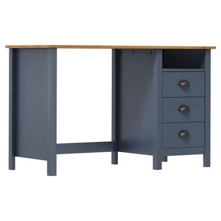 Bureau Hill Range avec 3 tiroirs Gris 120x50x74 cm Pin solide