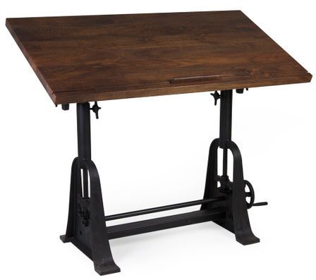 Bureau inclinable industriel fer noir et bois de manguier marron KUBA