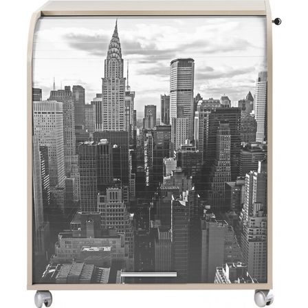 Bureau informatique à rideau taupe imprimé New York Must