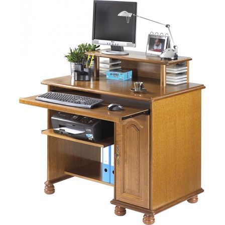 Bureau Informatique avec rehausse Chêne Rustique President