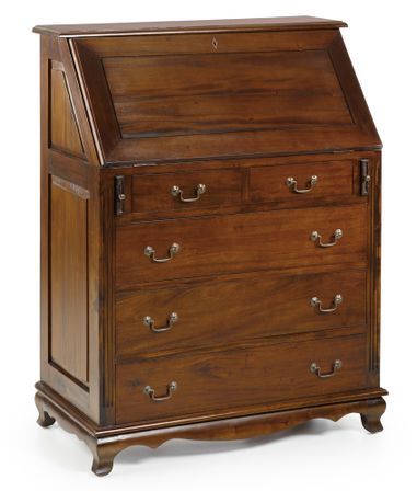 Commode bureau en bois d'acajou marron CASTLE - Style colonial