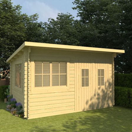 Cabane en rondins avec plancher 34mm 416x345x236,2cm Pin solide