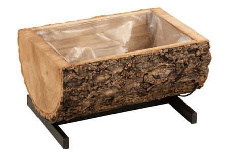 Cache-pot demi tronc bois naturel Ina L 40 cm
