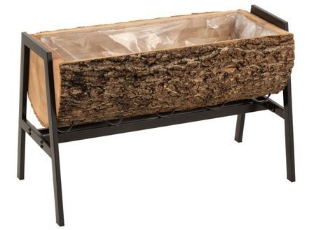 Cache-pot sur pied demi tronc bois naturel Javia L 78 cm