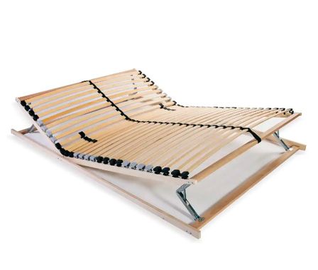 Cadre à 28 lattes réglable à la tête et repose-pieds - Hêtre massif et bouleau Maximus
