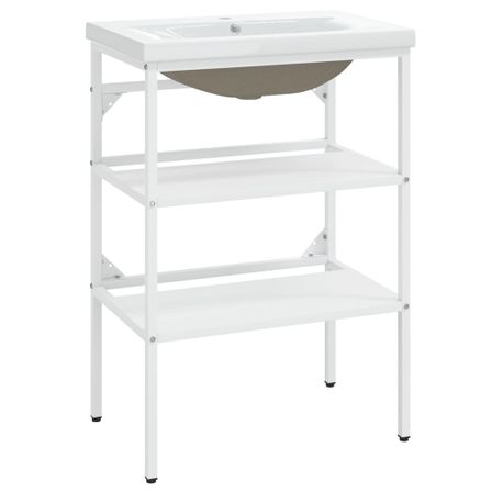 Cadre de lavabo de salle de bain vasque à encastrer Blanc Fer