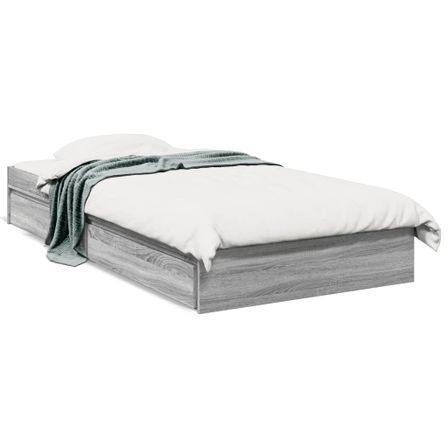 Cadre de lit 28 cm en bois avec 4 tiroirs latéraux Dreza - Confort et éspace optimisé