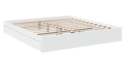 Cadre de lit 28 cm en bois avec 4 tiroirs latéraux Dreza - Confort et éspace optimisé