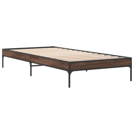 Cadre de lit 30 cm en bois et métal noir Mirka - Style industriel pour un look contemporain