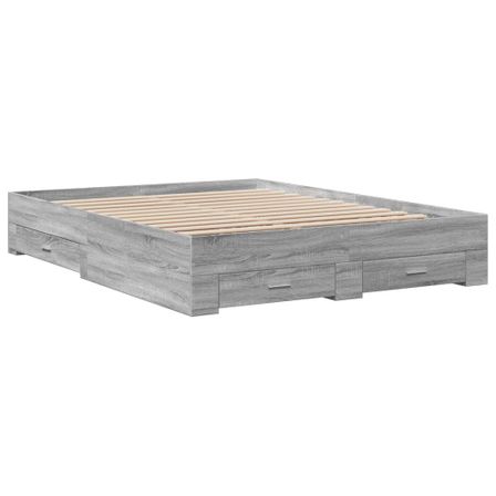Cadre de lit 32 cm en bois avec 2 tiroirs latéraux 2 tiroirs frontaux Helika
