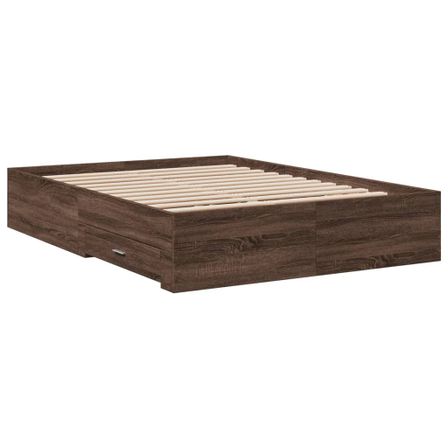 Cadre de lit 32 cm en bois avec 2 tiroirs latéraux 2 tiroirs frontaux Helika