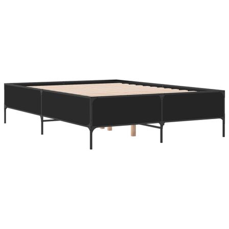 Cadre de lit 44 cm en bois et métal noir Mirka - Style industriel pour un look contemporain