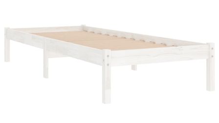 Cadre de lit à lattes en bois massif blanc Kloza - Style classique