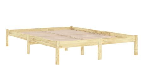 Cadre de lit à lattes en bois massif naturel Kloza - Style authentique