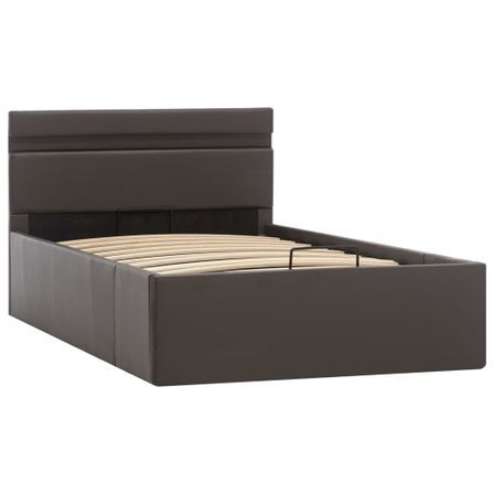 Lit à rangement avec LED Gris Similicuir 100x200 cm