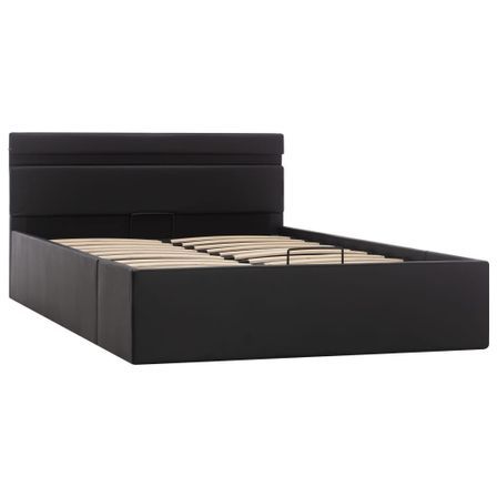 Lit à rangement avec LED Noir Similicuir 120x200 cm