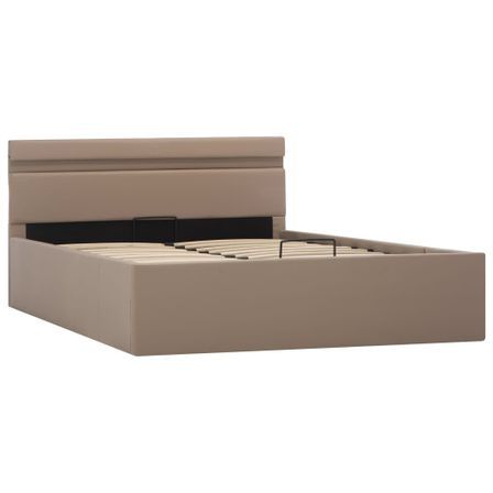 Lit à rangement et LED Cappuccino Similicuir 120x200cm