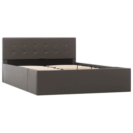 Lit à rangement hydraulique Gris Similicuir 120x200 cm