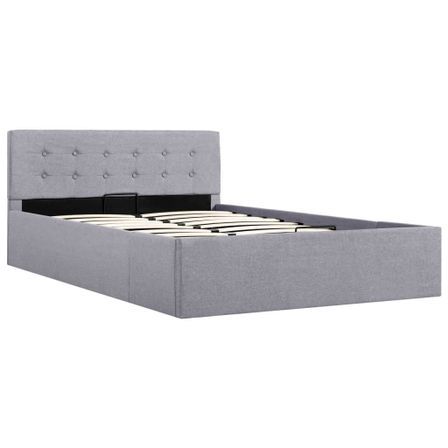 Lit à stockage hydraulique Gris clair Tissu 120x200 cm