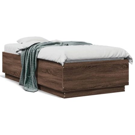 Cadre de lit avec lumières LED chêne marron 75x190 cm