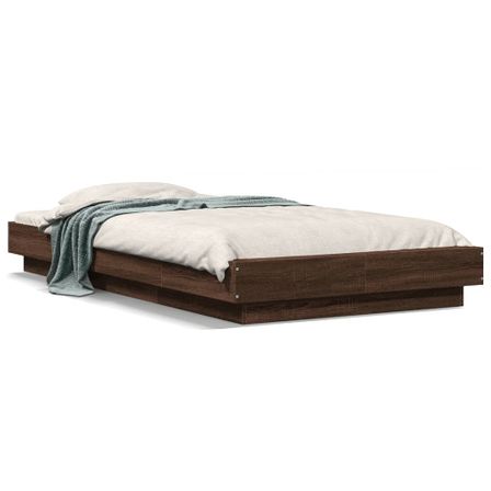 Cadre de lit avec lumières LED chêne marron 75x190 cm