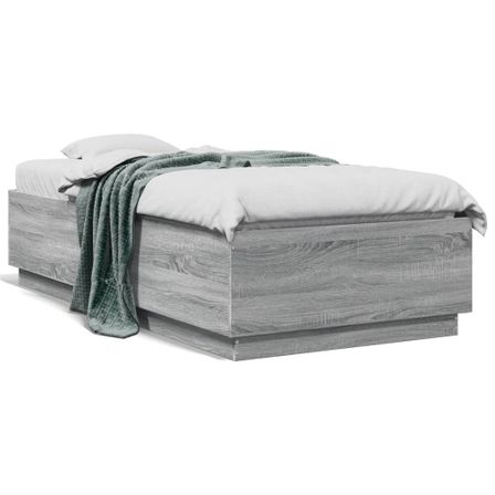 Cadre de lit avec lumières LED sonoma gris 75x190 cm