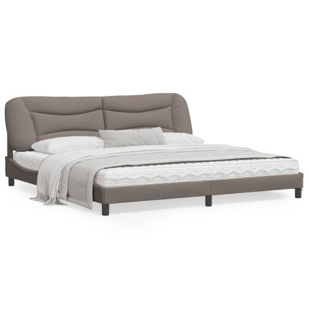 Cadre de lit avec lumières LED taupe 200x200 cm tissu