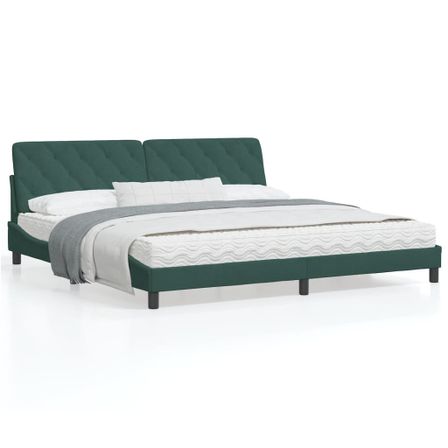 Cadre de lit avec lumières LED vert foncé 200x200 cm velours