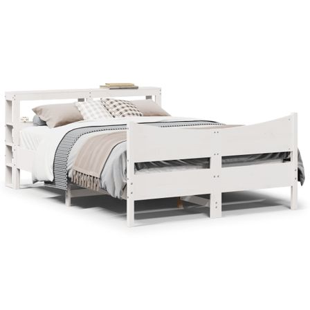 Cadre de lit avec tête de lit blanc 120x190 cm bois pin massif