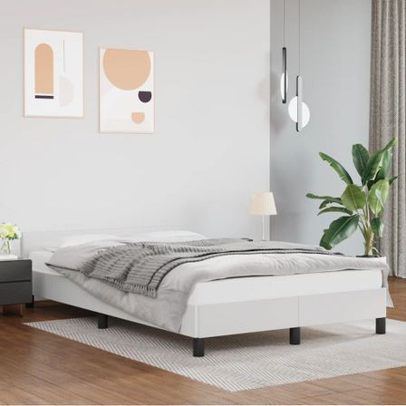 Cadre de lit avec tête de lit Blanc 120x200 cm Similicuir