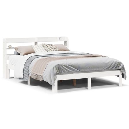 Cadre de lit avec tête de lit blanc 140x200 cm bois pin massif