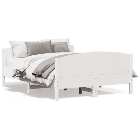 Cadre de lit avec tête de lit blanc 160x200 cm bois pin massif