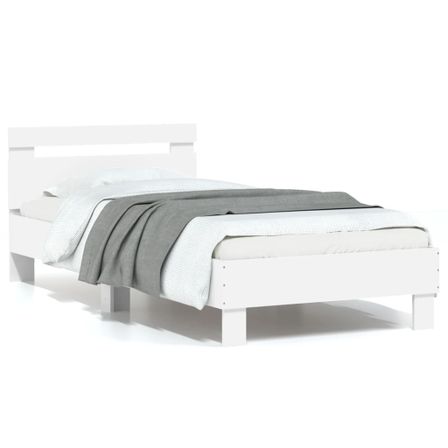 Cadre de lit avec tête de lit blanc 75x190 cm bois d'ingénierie