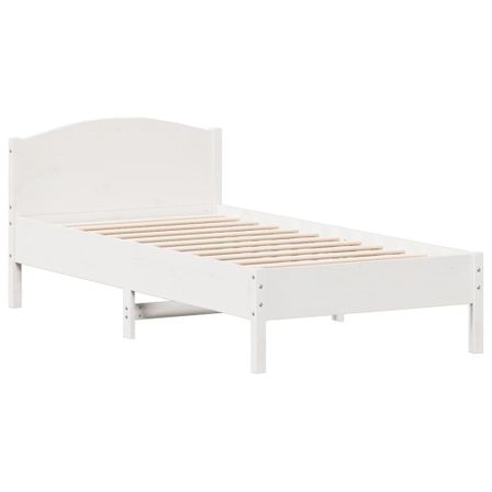 Cadre de lit avec tête de lit blanc 75x190cm bois de pin massif