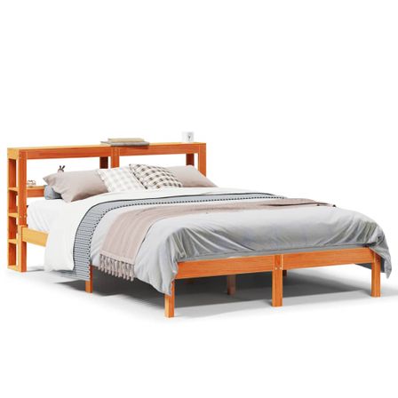 Cadre de lit avec tête de lit cire marron 120x190cm bois de pin