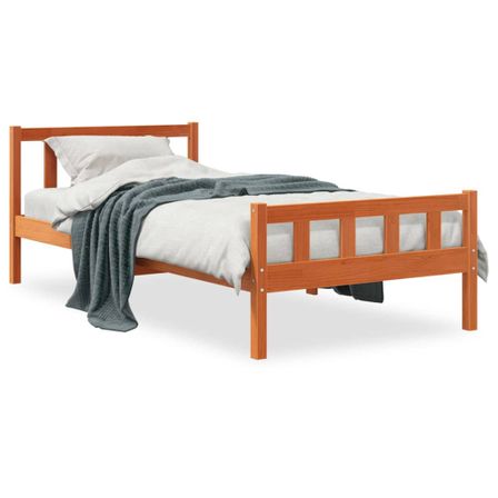 Cadre de lit avec tête de lit marron 75x190 cm bois de pin