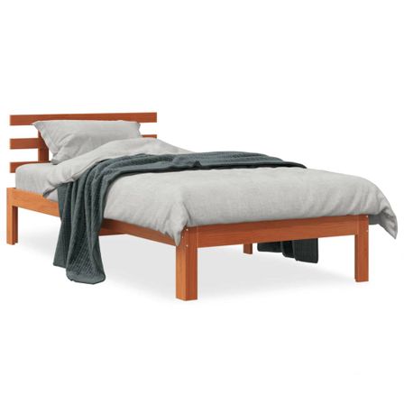 Cadre de lit avec tête de lit marron 75x190 cm bois de pin
