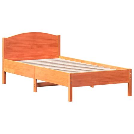 Cadre de lit avec tête de lit marron 75x190 cm bois de pin