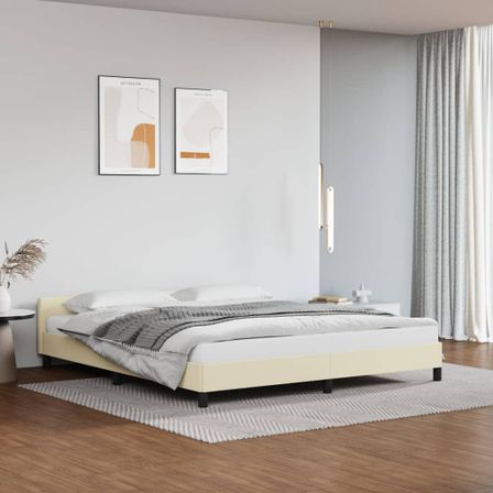 Cadre de lit avec tête de lit Crème 180x200 cm Similicuir